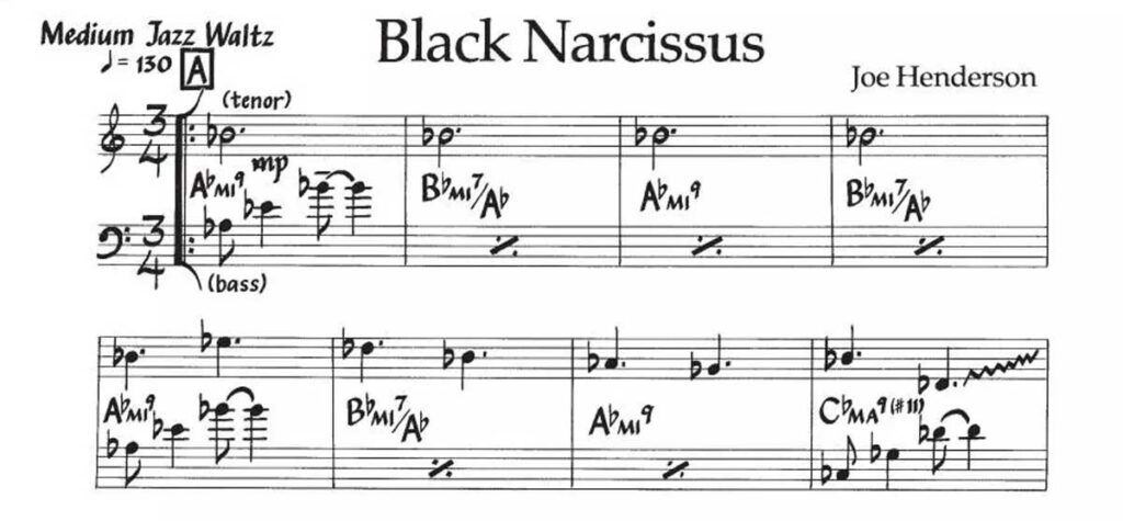 Excerpt of Joe Hendeson's Black Narcissus lead sheet